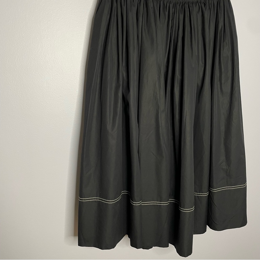 KHAITE Pleated Cotton-Poplin Midi Skirt In Black Women’s 12 - Picture 3 of 10